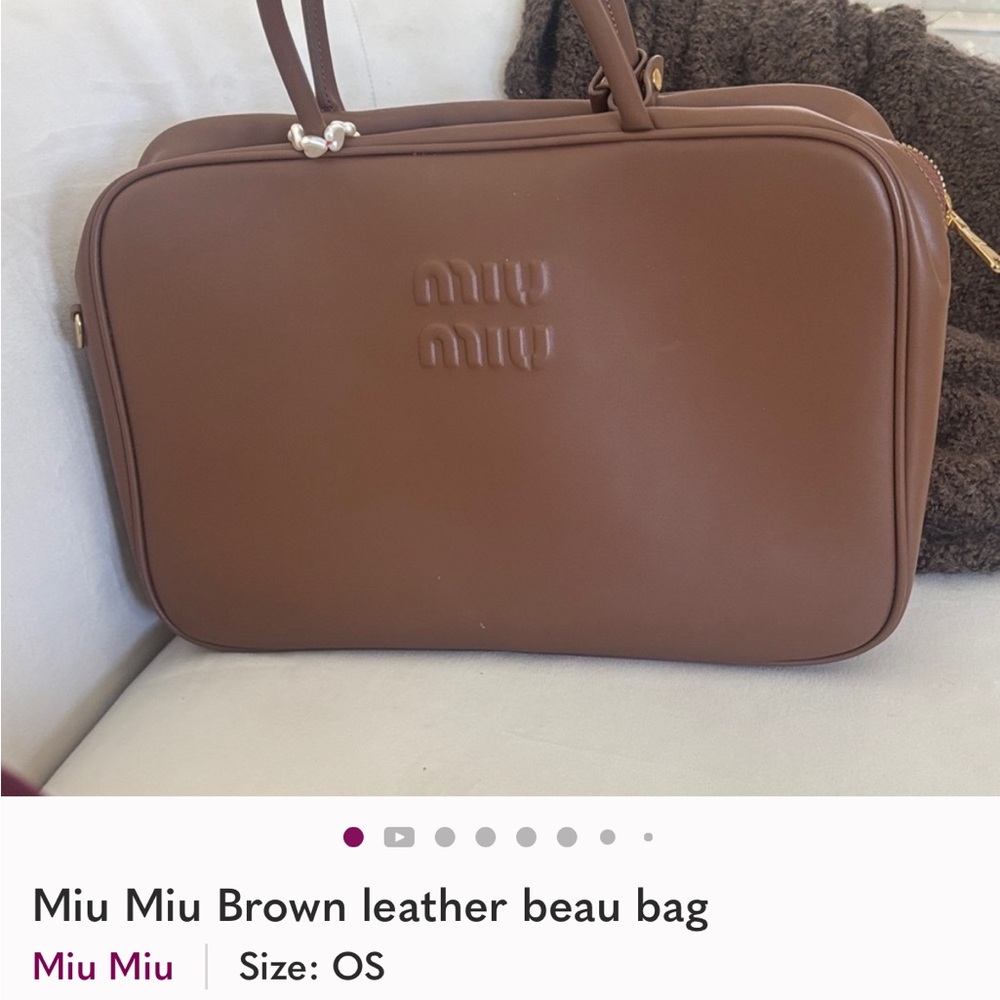 Miu Miu Brown Leather Beau Bag bundle listing shirt and art